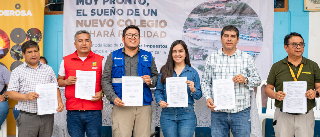 Poderosa y GORE La Libertad firman convenio para remodelar colegio en el centro poblado de Vijus en Pataz